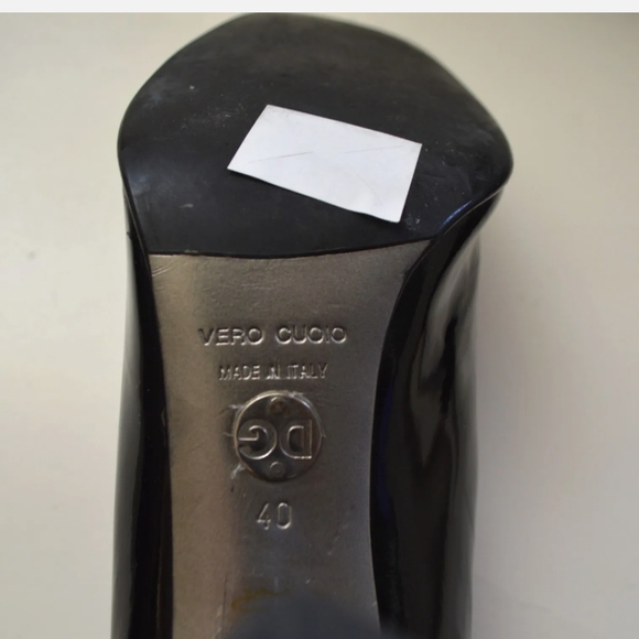 DOLCE & GABANNA  Black Patent Square Toe Block Heels Pumps  9.5 US 40 EU - Picture 10 of 11